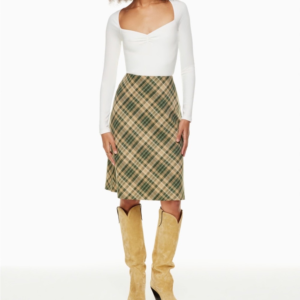 Aritzia Wilfred Classic A Line Plaid Midi Skirt
